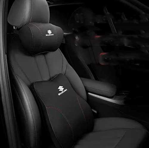 スズキ ネックパッド 腰クッション ランバーサポート ファッション背もたれ ネックパッド 車用クッション カークッション ウェストクッション ネックピロー 首枕 運転クッション ヘッドレスト 頚椎サポート 腰枕 背もたれ 通気性 腰サポート 運転 耐久性に