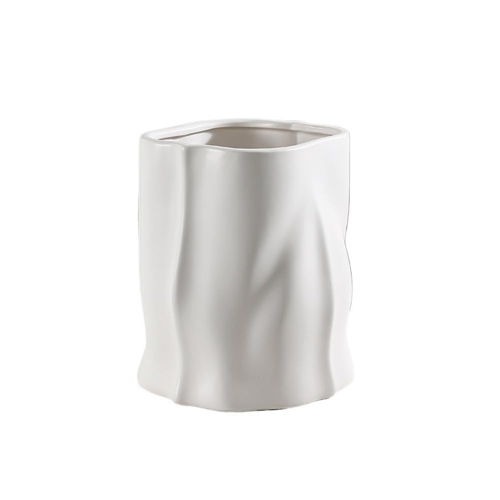 Doniczki Ceramiczna doniczka Nordic Creative Nieregularna 22cm średnicy Salon Zielona Dekoracja domu Doniczka ceramiczna(Biały)