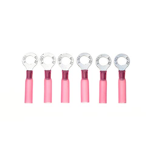 50pcs Copper + PE Crimp Terminals Red Ring M6 Insulated Heat Shrink Connector Electrical Wire Cable 22-18 AWG Connector