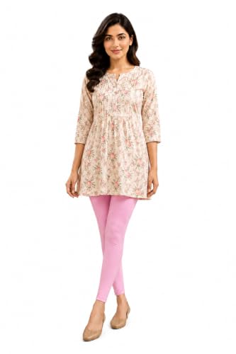 Image of Women's Cotton Lycra Ankle Length Leggings | Regular Rise, Soft 4 Way Stretch Fabric | Casual & Ethnic Wear