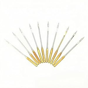 10 Pcs Golden Sewing Machine Needles,Big Eye Sewing Machine Home Sewing Machine Needles Sewing Macine Size 14/16/18 (Size 16) Sewing Notions and Supplies, Universal Fit, Home Use