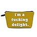 YULUENZE Funny Quote Makeup Bag Cute Small Yellow Organizer Bag Toiletry Zipper Pouch I'm A Delight Cosmetic Bag Birthday Gift for Women Friends Sisters BFF