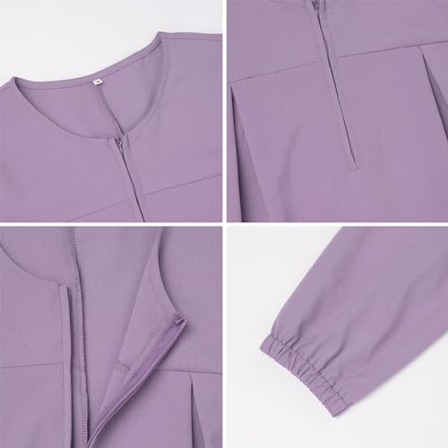 Image of ODIZLI Ramadan Women's Muslim Abaya Prayer Dress Kaftan Dubai Islamic Dress Long Sleeve Stand Collar Zip Up