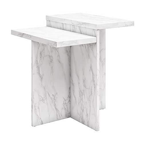 CosmoLiving by Cosmopolitan Brielle Accent Table, White Marble - Thumbnail 6