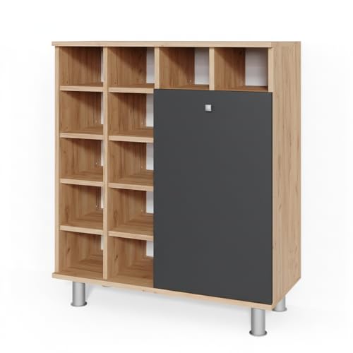 Vicco Badschrank Fynn, Anthrazit, 78.4 x 91.6 cm, mit Körben zur organisierten Aufbewahrung im Badezimmer