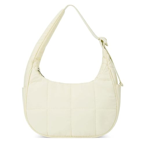 Waterproof Puffer Crescent Shoulder Bag for Women,Women's Nylon Quilted Hobo Bag, Adjustable Strap Puffy Handbag Hobo Bag