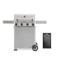 Monument Grills 4 Burner Propane Gas Grill with Broil Zone, Stainless Steel Patio Mesa 2 Barbecue Grill with Cooking Plate, Foldable Side Shelves, Fast Heating, Assembles in 30 Mins, Mesa II 410FBZ