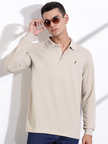Image of Thomas Scott Men's | Solid | Full Sleeve | Regular Fit | Cotton Blend | Polo Collar | Casual Tshirt