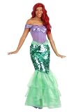 Fun Costumes Disney The Little Mermaid Ariel Costume for Women - Premium Authentic Adult Ariel Sequin Dress for Mermaid Cosplay - Large, Multicolor
