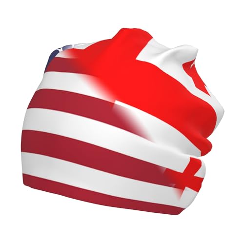 American Flag and Georgian Flag Children Hip Hop Knitted Hat Kids Elastic Leisure Knit Cap Warm Sleep Beanies Black