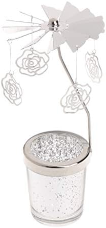 Oranmay Rotary Spinning Tealight Candle Metal Tea Light Holder Carousel Home Decoration (Rose)