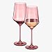 Khen Colored Crystal Wine Glass | Set of 2 | Large Stemmed 12 oz Glasses, Great for all Occasions & Special Celebrations Italian Style Tall Drinkware for Red & White Dinner Glassware (Cranberry Red)
