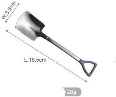 Silverware Flatware Set, 1/4/6/8/10/12 Pcs Creative Cute Flat Head Iron Catalpa Coffee Spoon Mirror Retro Blue Head 304 Stainless Steel Spoon Dessert Spoon(12 Pieces)