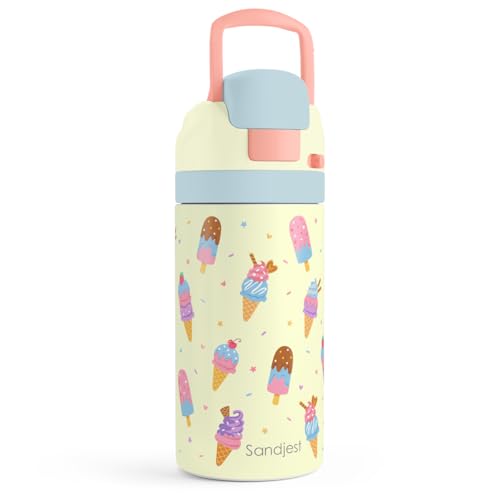Image of Ice Cream Kids Insulated Stainless Steel Water Bottle 16 Oz, Travel Tumbler for School, Sports for Girls, Birthday, Back To School