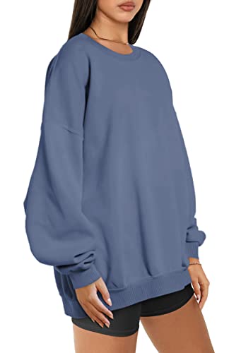 Efan Sweatshirts Hoodies For Women Oversized Sweaters Fall Outfits Clothes 2023 Crew Neck Pullover Tops Loose Comfy Winter Fashion Greyblue #TOP1