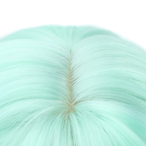 Image of PATTNIUM Girls Green White Pink Wig with Bangs Kids Short Wavy Curly Wig Rainbow Wigs Synthetic Halloween Costume Cosplay Party Wigs