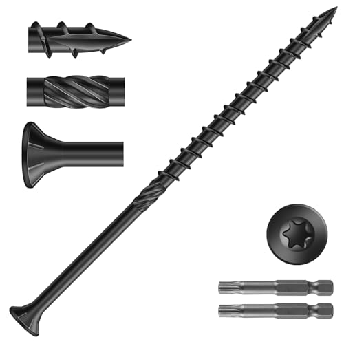 Image of #10 x 4 Inch Deck Screws (309Pcs) 6lb. Carbon Steel, Black, Flat Head, Rust Resistant epoxy Coated, with T25 Star Bit