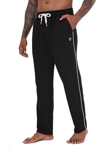 Vortewind Jogginghose Herren Baumwolle Trainingshose Herren Lang Atmungsaktiv ，Sporthose mit 3 Taschen & elastischem Bund für Freizeit