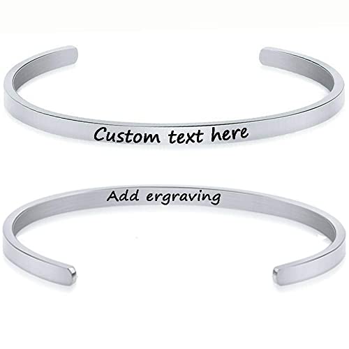 Personalized Bracelet for Women Sterling Silver Custom Text Bangle Bracelet Gift