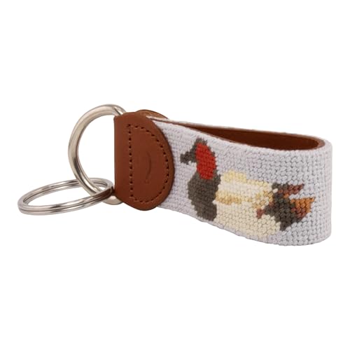 Image of Leather Hand-Stitched Needlepoint Key Fob or Key Chain