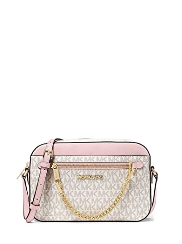 MICHAEL KORS Bolsa transversal grande de couro Jet Set, Van / Pwd Blush, Large