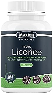 Maxion Licorice Root Capsules 500mg, to Relieve Heartburn, Acid Reflux, Coughs and Respiratory