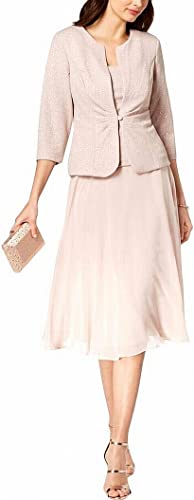 Image of Alex Evenings Women's Tea Length Jacket Dress, Perfect for Weddings, Formal Events (Petite and Regular Sizes)