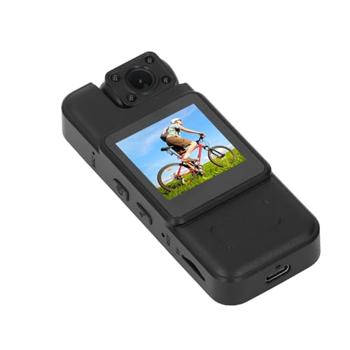 Cámara Corporal con Grabación de Audio y Vídeo, Cámara Corporal 4K HD con Lente Giratoria de 180°, Batería 7H, Visión Nocturna por Infrarrojos, Videocámara Portátil para Uso