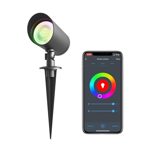 CALEX Faretto LED Smart Outdoor, GU10, colori RGB & luce da fredda a calda, Dimmerabile, impermeabile, controllo app Wi-Fi & vocale, con picchetto e lampadina smart inclusa, Nero