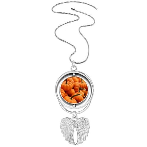 Collier ailes d'ange médaillon photo citrouille fraîche bijou femme