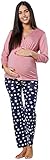 Schönes, praktisches Happy Mama Schlafanzug in süßer Optik für jede schwangere und stillende Mutter. Dank einer einfach zu öffnenden und angenehm weichen Lagendesign eignet sich das Schlafanzug perfekt zum Stillen.