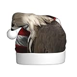 Gorro de Navidad para Navidad, Año Nuevo, fiesta de vacaciones, (bandera estadounidense de Estados Unidos, águila calva)