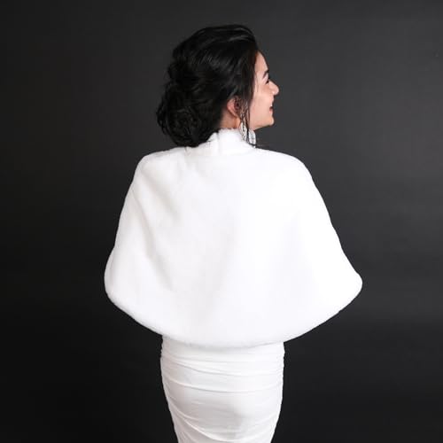Image of LIMELIA Bride Wedding Faux Fur|Shawl Wrap Stole for Bride, Bridesmaid-Feather Scarf Fur for Evenings, Bridal Wedding Party