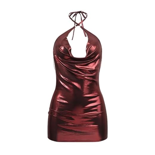 MIZSPISE Sexy Vestidos de Mujer Fiesta sin Espalda Elegante Ropa Cuello Halter Lenceria Corto Discoteca Party Cocktail Club Disfraz San Valentin Carnaval Navidad Regalos sin Mangas