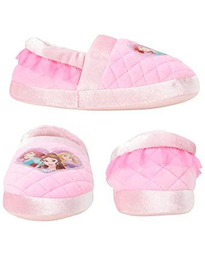 Disney Girls' Princess Slippers - Fuzzy Slippers: Tangled, Little Mermaid, Beauty And The Beast (Toddler/Little Kid), Size 7/8, Ariel/Rapunzel/Belle #TOP2