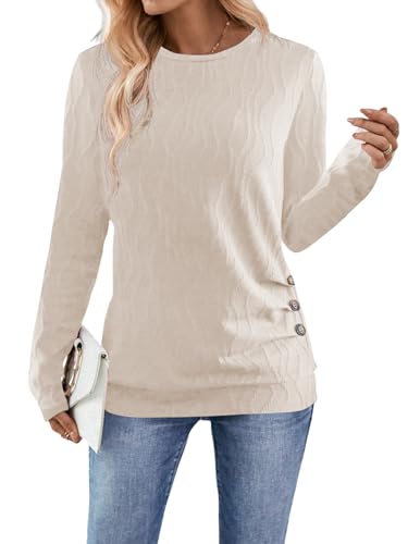 Samefar Womens Long Sleeve T Shirts Crewneck Fall Fashion 2025 Basic Business Casual Tops Tunics Clothing