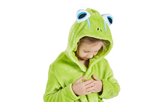 Deley Girls Cute Soft Fleece Hooded Bathrobe Robe, 12 Months - 7 Years, Frog #TOP4