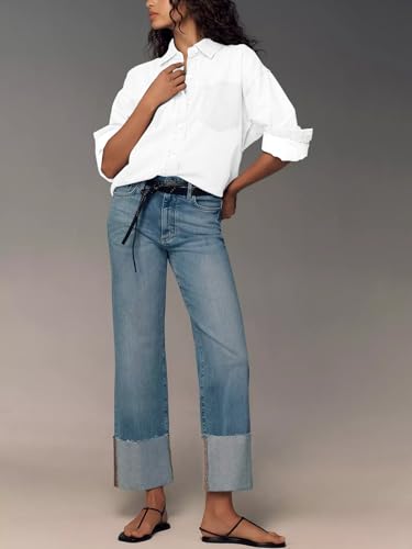 KUNMI Jeans for Women Wide Leg Baggy High Waist Boyfriends Straight Leg Stretchy Denim Pants Trendy Fall 2025