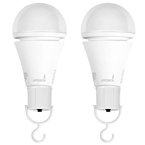 Hyperikon Rechargeable Emergency Bulb, A21 7W=50W, E26, Battery Powered LED Light Bulb, UL, Soft White, 2 Pack