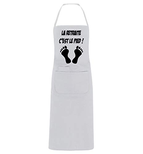 Tablier de cuisine humour retraite pour éviter les taches de cuisson