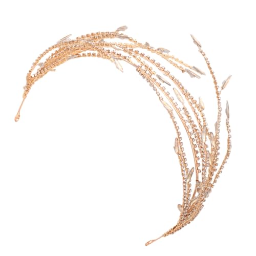 Bandeau de mariage doré en alliage résistant, un bijou de tête haute qualité pour mariée
