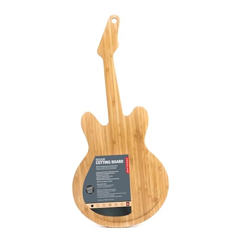 Kikkerland Guitar Cutting Board Tagliere, Bamboo, Black, 49x22x2 cm