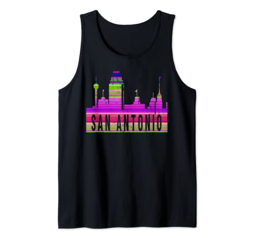 Vintage San Antonio Texas Skyline Sombrero Manta Fiesta Camiseta sin Mangas