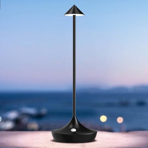 bravzurg Lampe de table LED sans fil rechargeable, 6000mAh lumier...