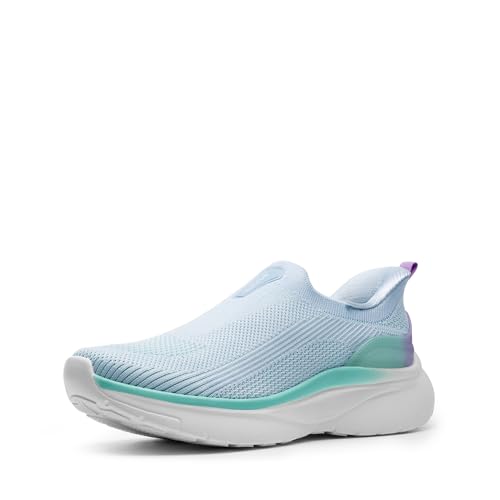 NORTIV 8 Women's Slip on Walking Shoes Hands Free Non-Slip Lightweight Gym Workout Casual Comfort Breathable Running Tennis SwiftSleek Fashion Sneakers 7.5 Light Blue