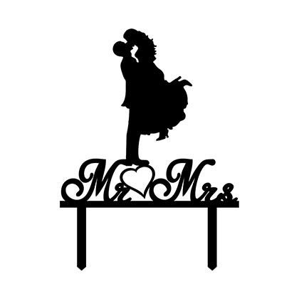 Jai Paras Engravers Black Couple Mr. & Mrs. Cake Topper 1 Pc