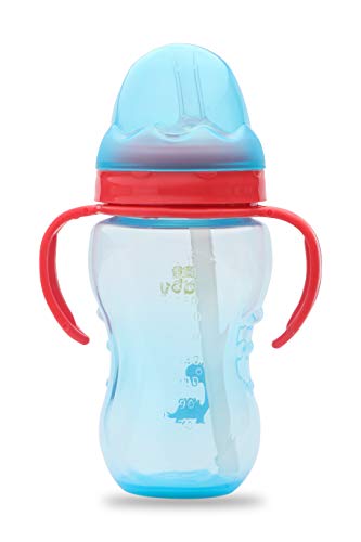 BEEBABY-No-Spill-Flexi-Straw-Cup-for-1-Year-Old-100-BPA-Free-Baby-Sipper-Bottle-with-Detachable-Handle-Silicone-Flex-Straw-Sippy-Cup-for-InfantToddler-240-ml-8-oz-Blue-12M
