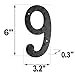 NACH House Numbers for Outside, 6 inch Black Address Numbers for House - Number 9 - Rustic Numbers for Outside with Mounting Hardware