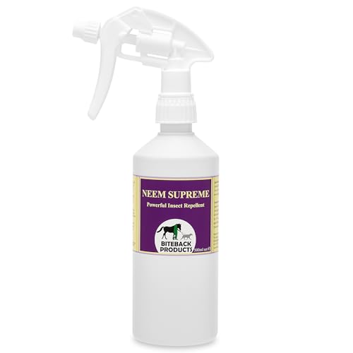 Biteback Products Neem Supreme Fly Spray 500ml DEET-Free 8-Hour Protection with 20% Icaridin (Picaridin) & Pure Neem Margosa Oil Repels Horseflies Midges Ticks & Mosquitoes