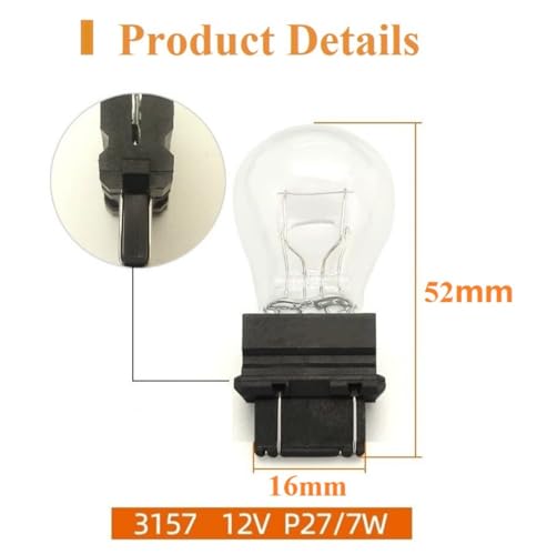 Piumeif 3157/3457 tail/brake light bulb/Turn Signal Bulbs(12V 27/7W 3000K) fits for Jeep Grand Cherokee Wrangler Commander Compass Journey Primus Edge -(Pack of 2)